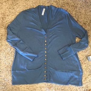 Slate blue 3/4 sleeve cardigan